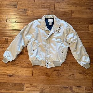 Vintage Outerwear Beige Bomber Jacket With Zip Hood